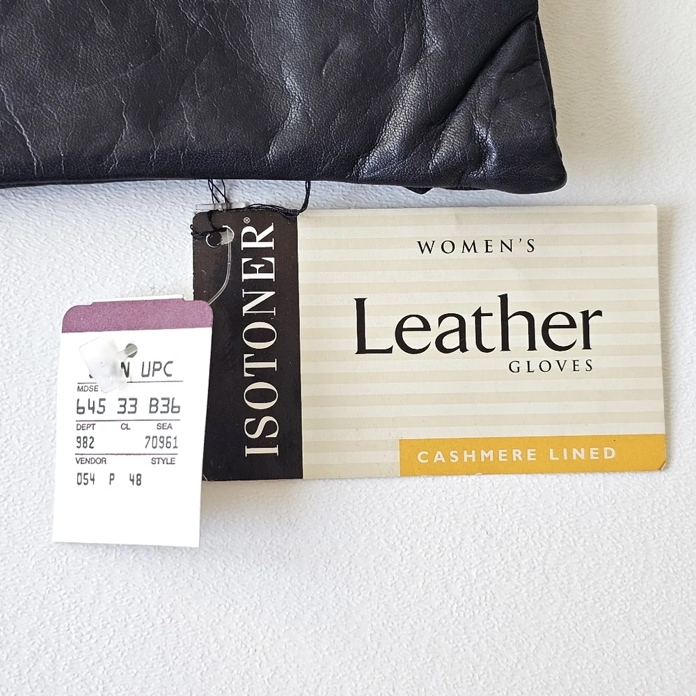 Vintage '95Isotoner Real Leather Gloves Women Cashmere Lined Soft Lambskin *Read